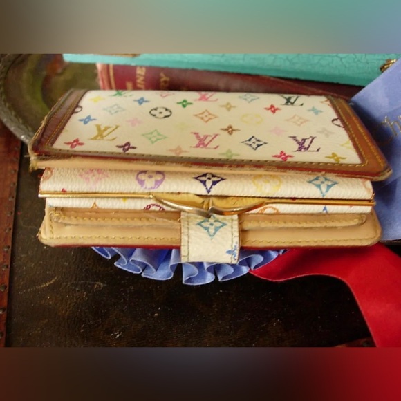 Auth Rare LOUIS VUITTON White Murakami Tresor Clutch Wallet Handbag Accessory LV - Picture 7 of 12